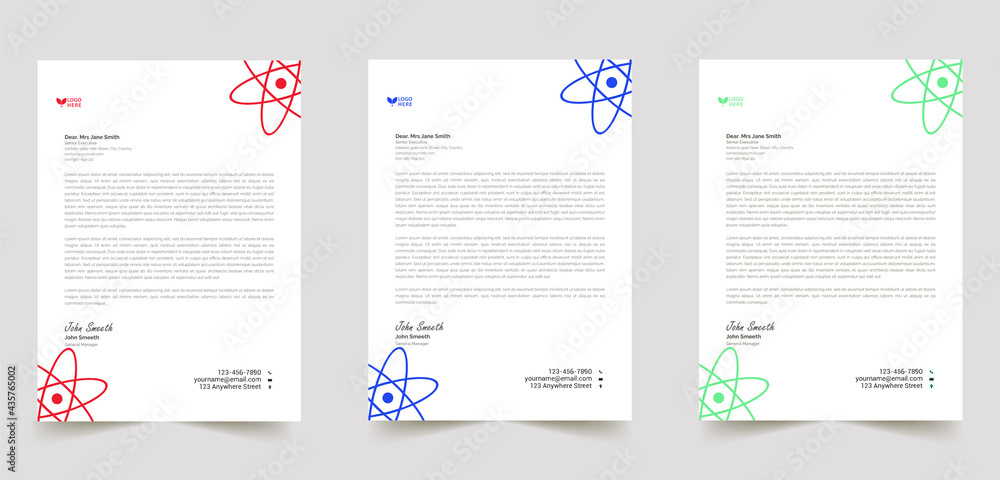 flower line abstract business professional letterhead templates