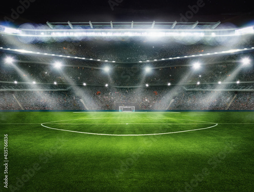 sport background - big green field in soccer stadium. ready for game © Igor Link