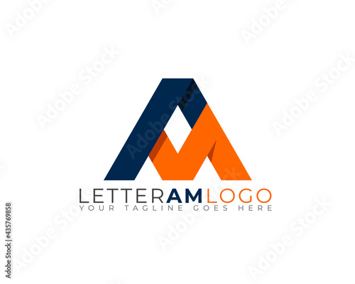 monogram anagram initial of letter A M with shading	
