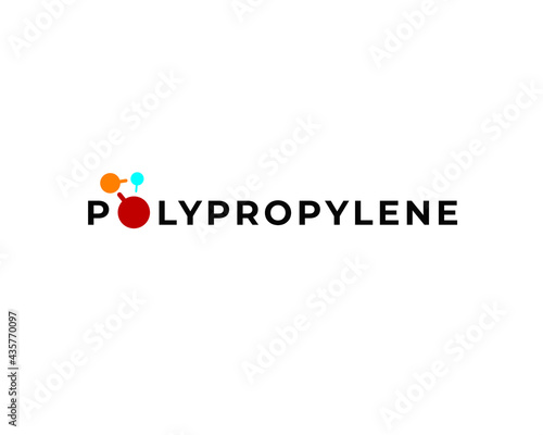 polypropylene wordmark with molecules bond chemistry	