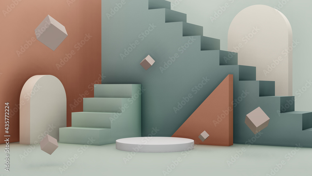 3D rendering abstract illustration. Mock up abstract geometric shape podium for product design. 3D rendering abstract illustration. Mock up abstract geometric shape podium for product design.
