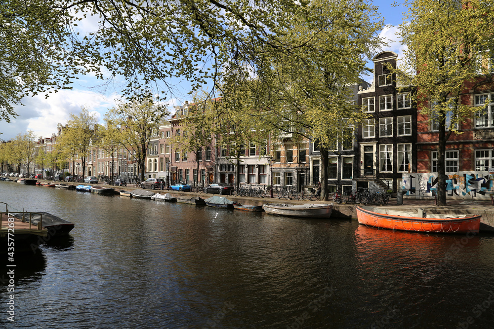 A characteristic canal in the city of Amsterdam