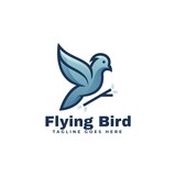 Vector Logo Illustration Flying Bird Line Art Gradient Style.