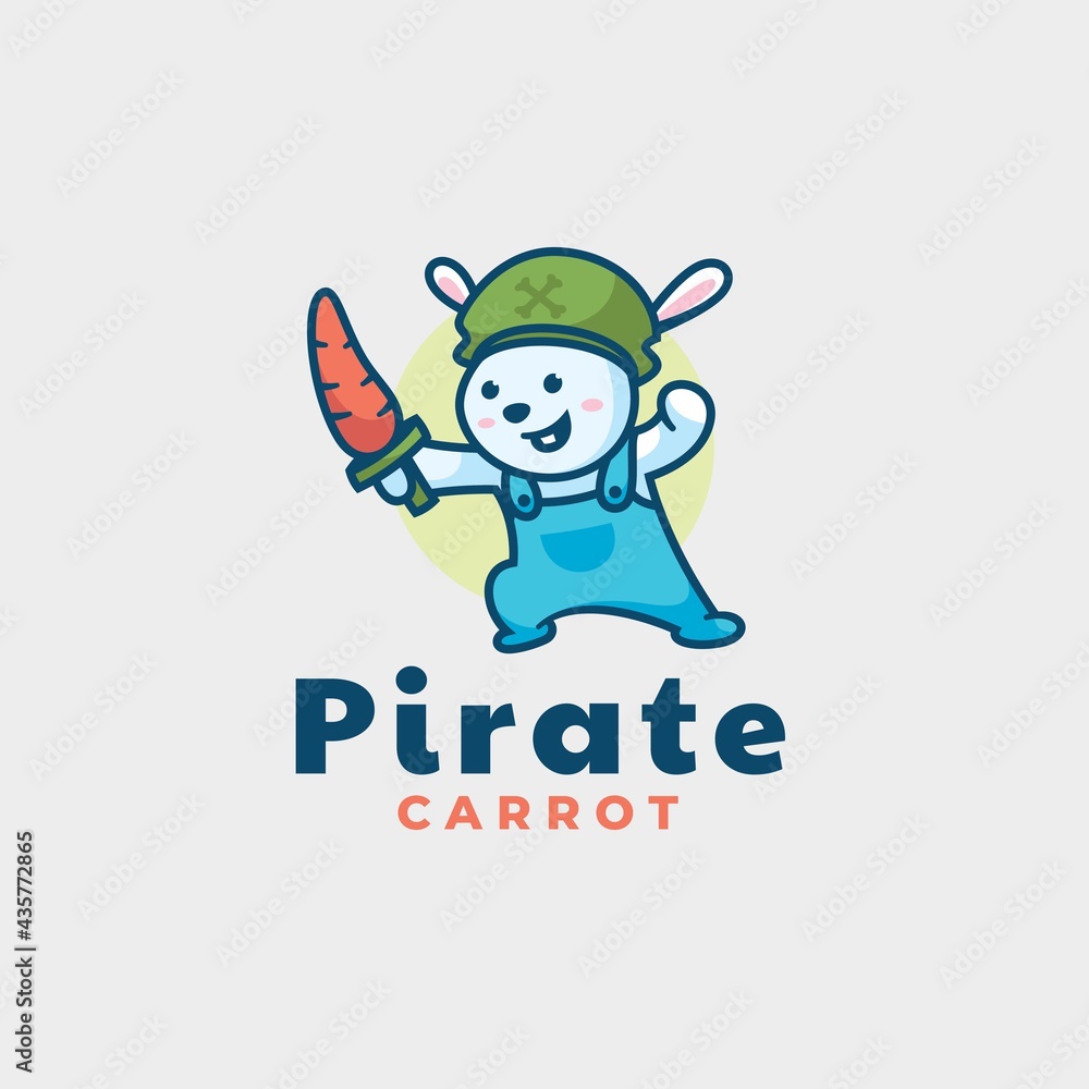 Vector Logo Illustration Pirate Bear Mascot Cartoon Style.