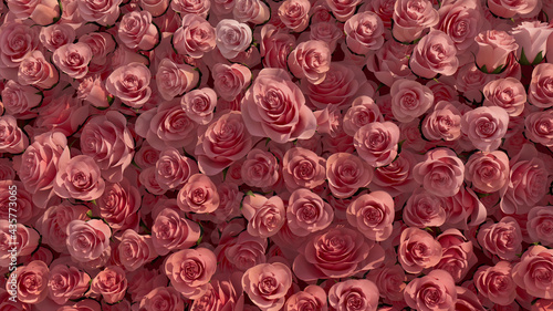 Wallpaper Mural Beautiful, Elegant Wall background with Roses. Red, Floral Wallpaper with Vibrant, Colorful flowers. 3D Render Torontodigital.ca