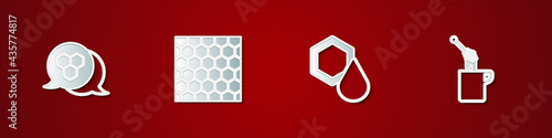 Set Honeycomb, , and dipper stick with honey icon. Vector