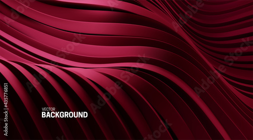 Pastel blue abstract background with 3d curvy stripes.