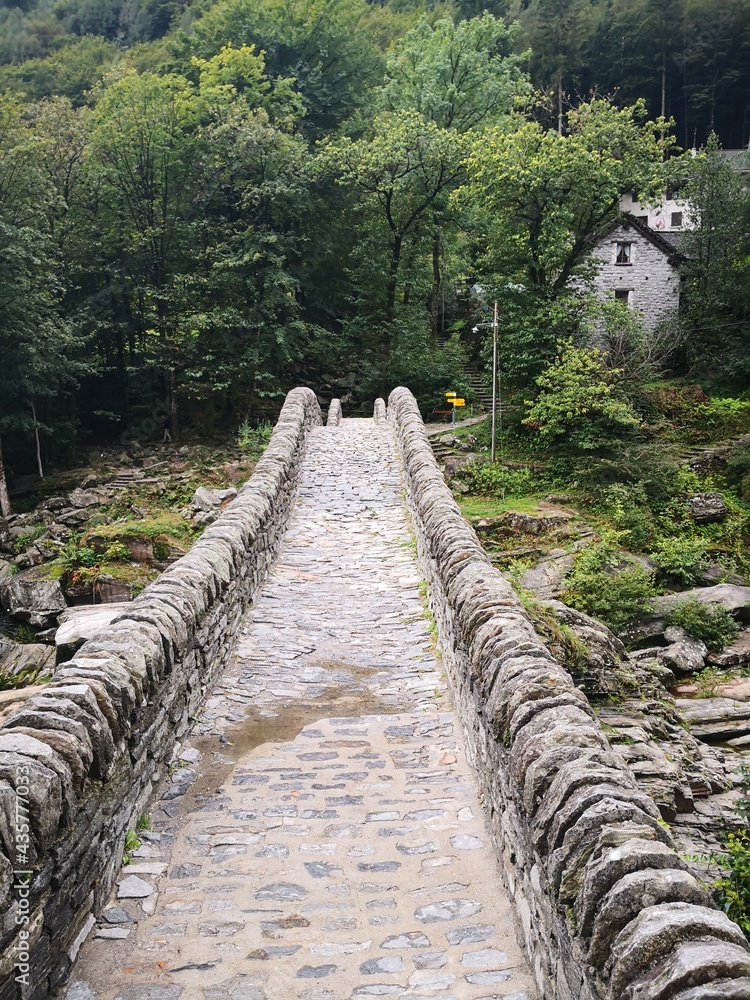 stonde bridge in the versacia valley in switzerland stonde bridge in the versacia valley in switzerland