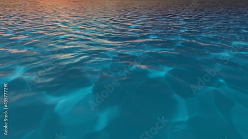 Beautiful tranquil natural vacation seascape with scenic ocean waves in tropical environment, deep clear transparent pure blue water background. A summer travel in paradise, peaceful 3D render