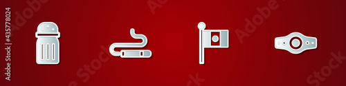 Set Salt, Cigar, Mexico flag and Wrestling championship belt icon. Vector