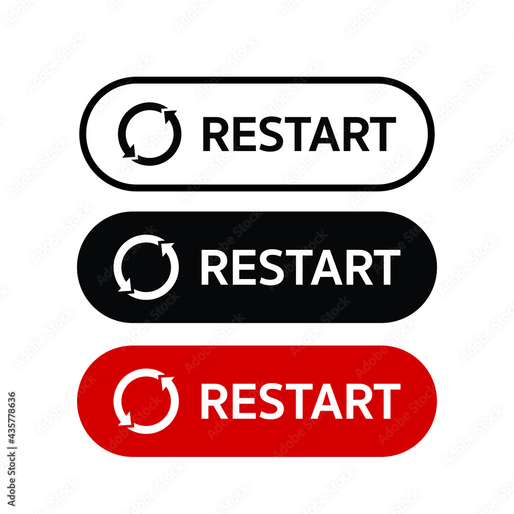 restart button for restarting computer, refresh and reboot button for begining technology devices again - obrazy, fototapety, plakaty 