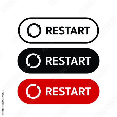 restart button for restarting computer, refresh and reboot button for begining technology devices again