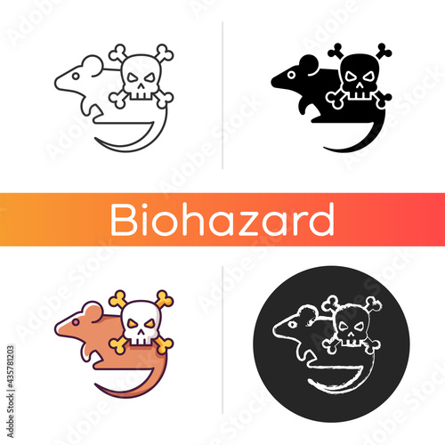 Animals icon. Mice and rats. Small animals that carry dangerous diseases. Health care problem. Zoonotic disease spread. Linear black and RGB color styles. Isolated vector illustrations