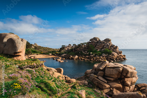 Small beach along the pink granit coast in Brittany