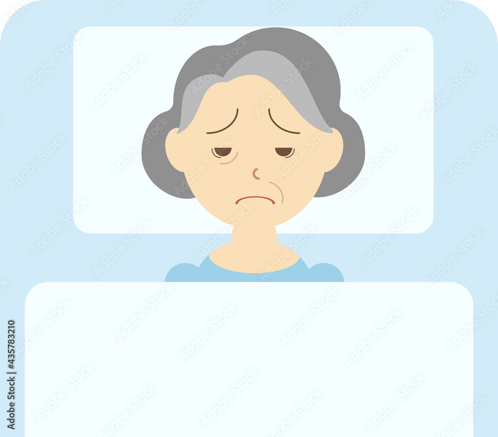 眠れない高齢女性 眠れない高齢女性