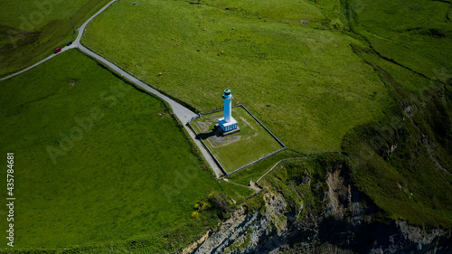 aerial view of the Luces lighthouse, Colunga. Asturias. Spain photo