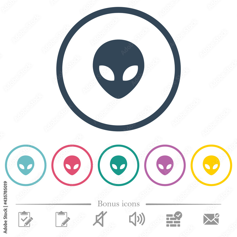 Alien head flat color icons in round outlines Alien head flat color icons in round outlines