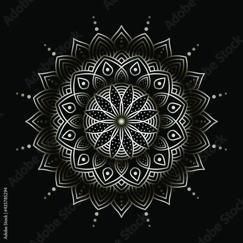 bohemian mandala white black, antistress coloring book, tattoo design oriental or indian, islamic mysterious hand drawn ornament for meditation or yoga vector illustration print for laser engraving