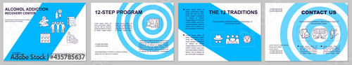 Alcohol addiction recovery center brochure template. Illness treat. Flyer, booklet, leaflet print, cover design with linear icons. Vector layouts for presentation, annual reports, advertisement pages