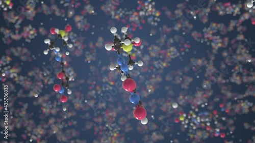Molecule of Nifurtimox. Molecular model, looping seamless 3d animation photo