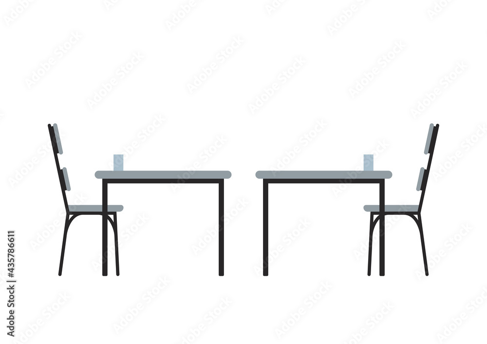 Chair and table vector. Social distancing sign. Chair and table vector. Social distancing sign.