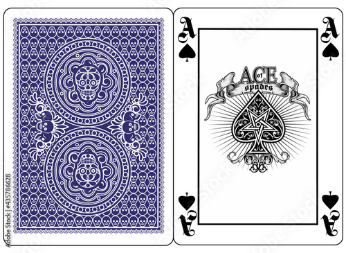 skull with ace of spades, playing card 