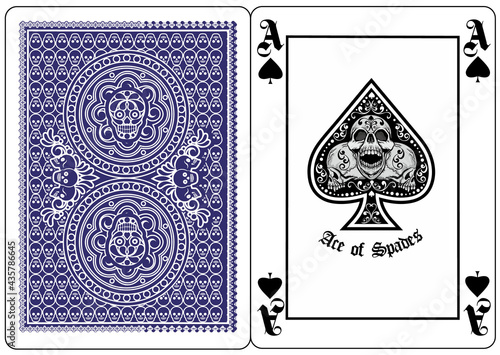 skull with ace of spades, playing card 