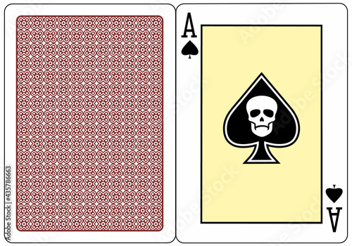 skull with ace of spades, playing card 