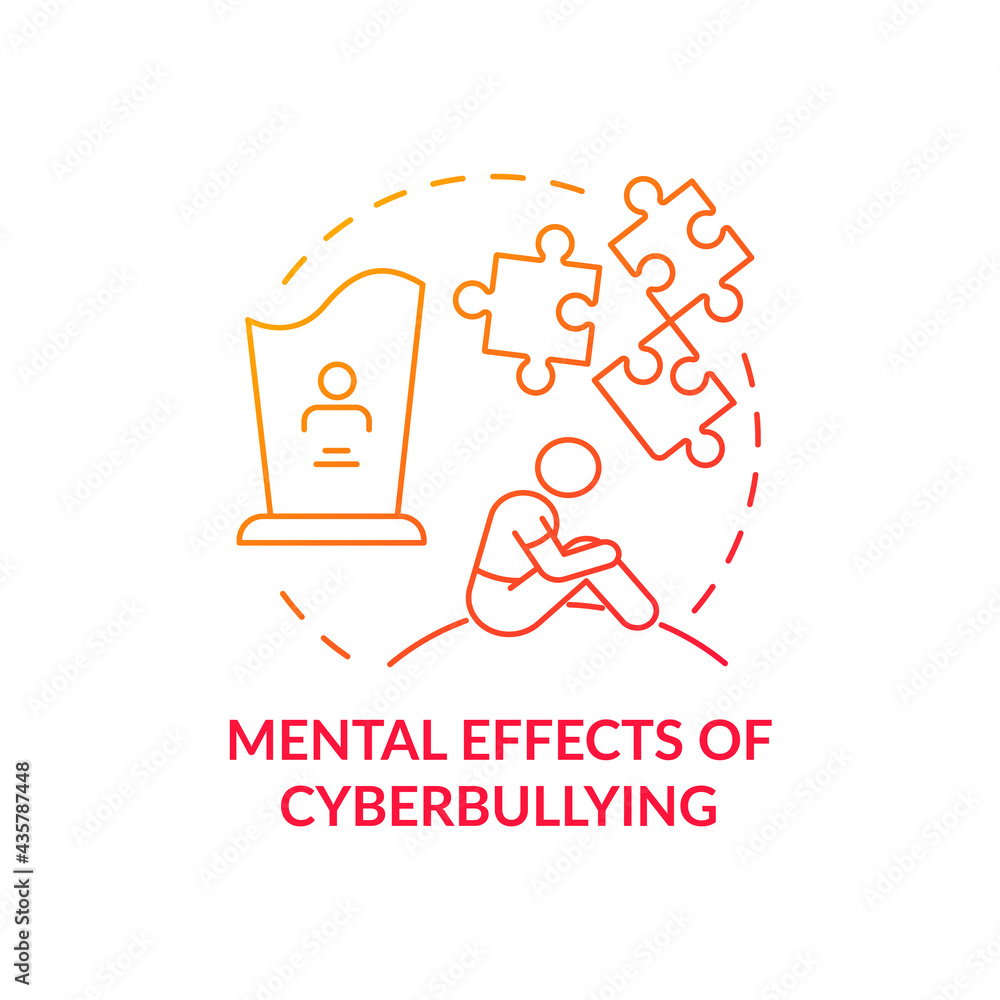 Mental cyberbullying effects concept icon. Negative consequences idea ...