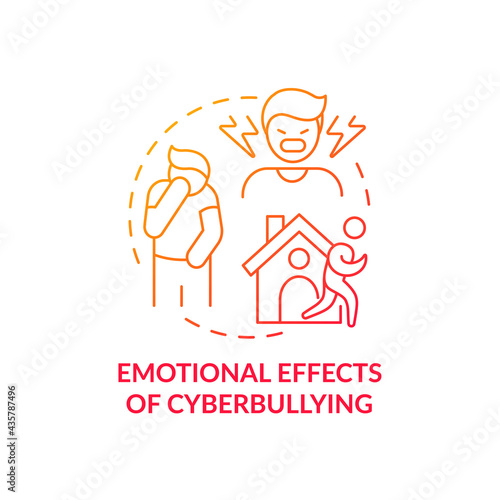 Emotional cyberbullying effects concept icon. Being lonely and isolated idea thin line illustration. Adolescents behavior. Social anxiety. Powerless feeling. Vector isolated outline RGB color drawing