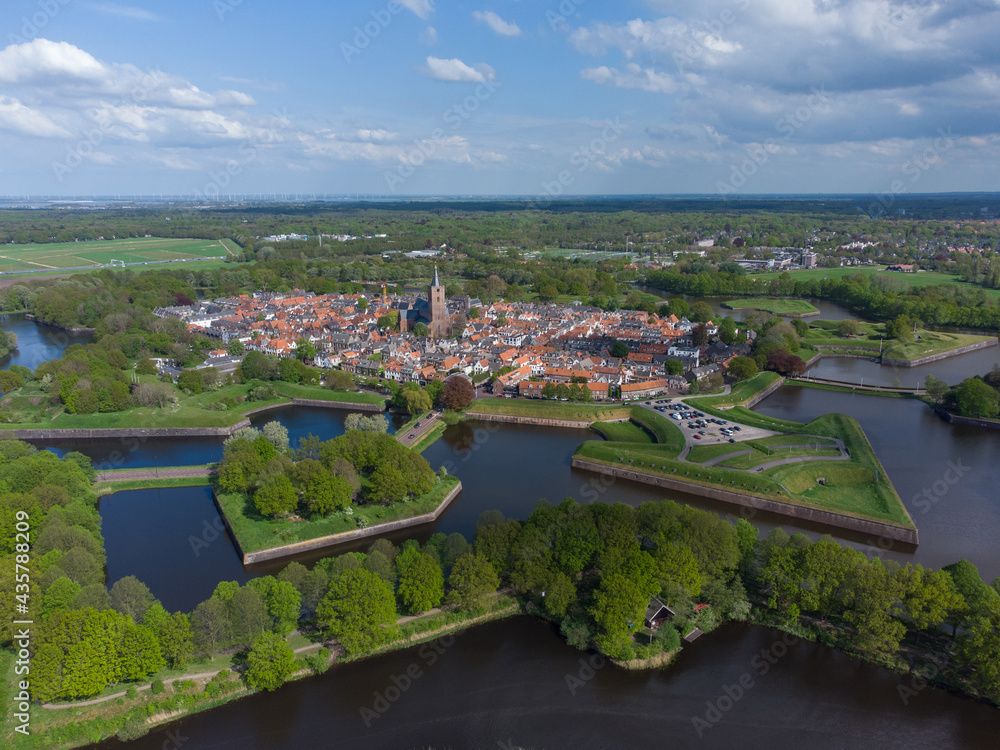 Fortress city Naarden Vesting in the Netherlands, Aerial