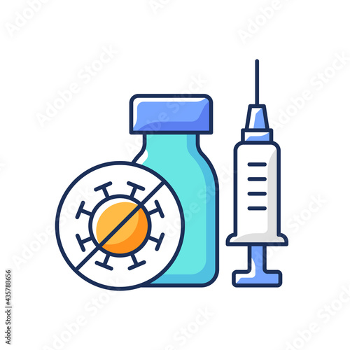 Covid vaccination RGB color icon. Immunization against coronavirus. Infectious disease treatment. Medication for virus infection. Health care and medicine. Isolated vector illustration