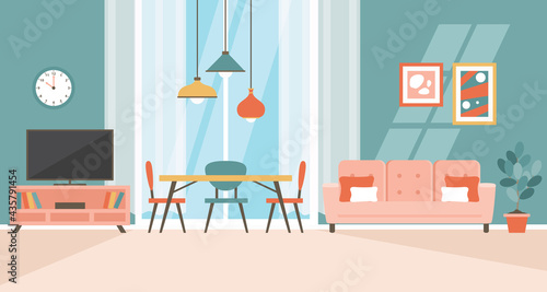 Interior Design Concept With Flat Furnitures