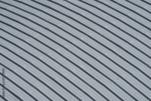 Grey metal sheet roof background and texture.Bird's eye view metal sheet roof.