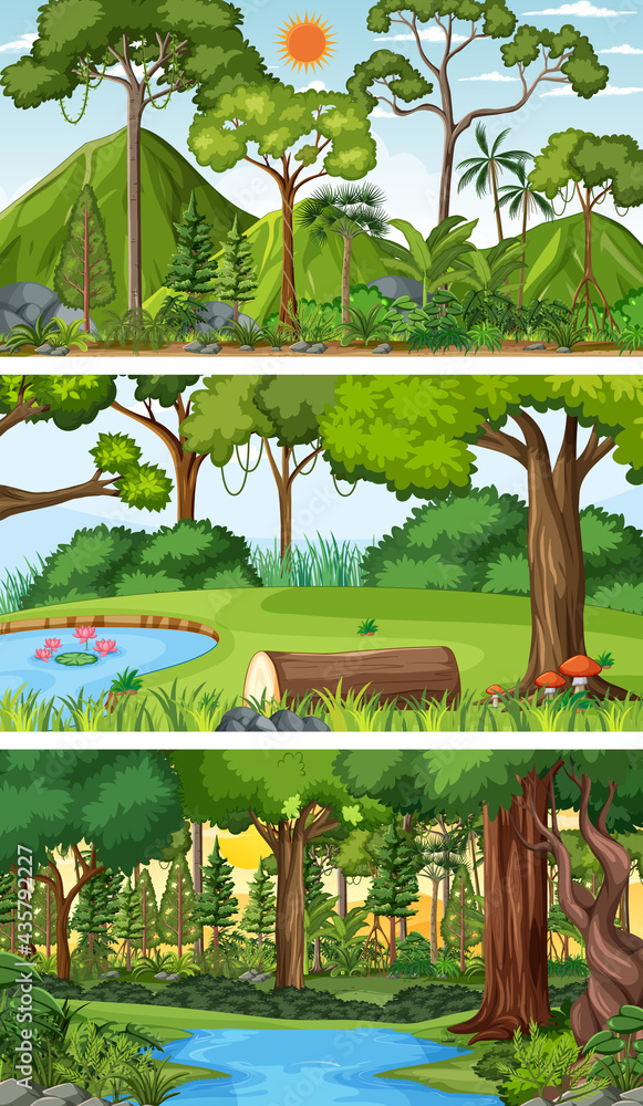 Fototapeta premium Three different nature horizontal scenes