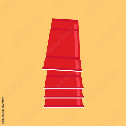 Red beer cup vector. Red plastic cup isolated on white background.