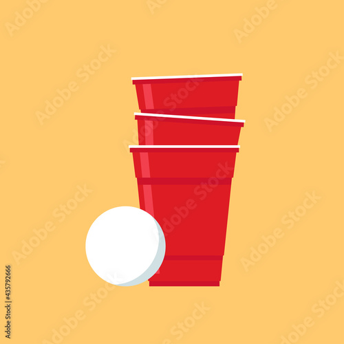 Red beer cup vector. Red plastic cup isolated on white background.