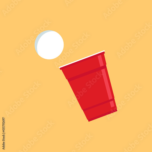 Red beer cup vector. Red plastic cup isolated on white background.