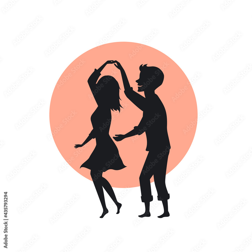 cute happy romantic couple in love dancing silhouette cute happy romantic couple in love dancing silhouette
