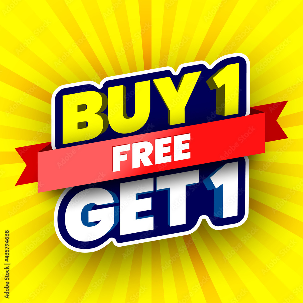 Buy 1, free get 1 sale banner. Vector illustration.