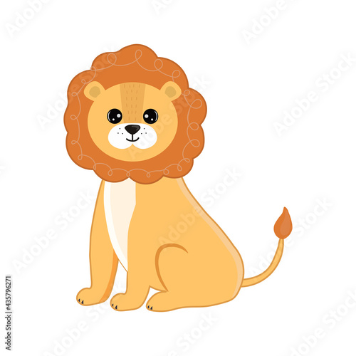 Illustration with lion. Isolated on white background. For books  children s books  books about animals  stickers  magazines  design  factories  business