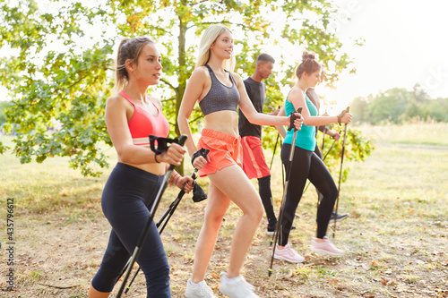 Group of friends trains fitness and endurance photo