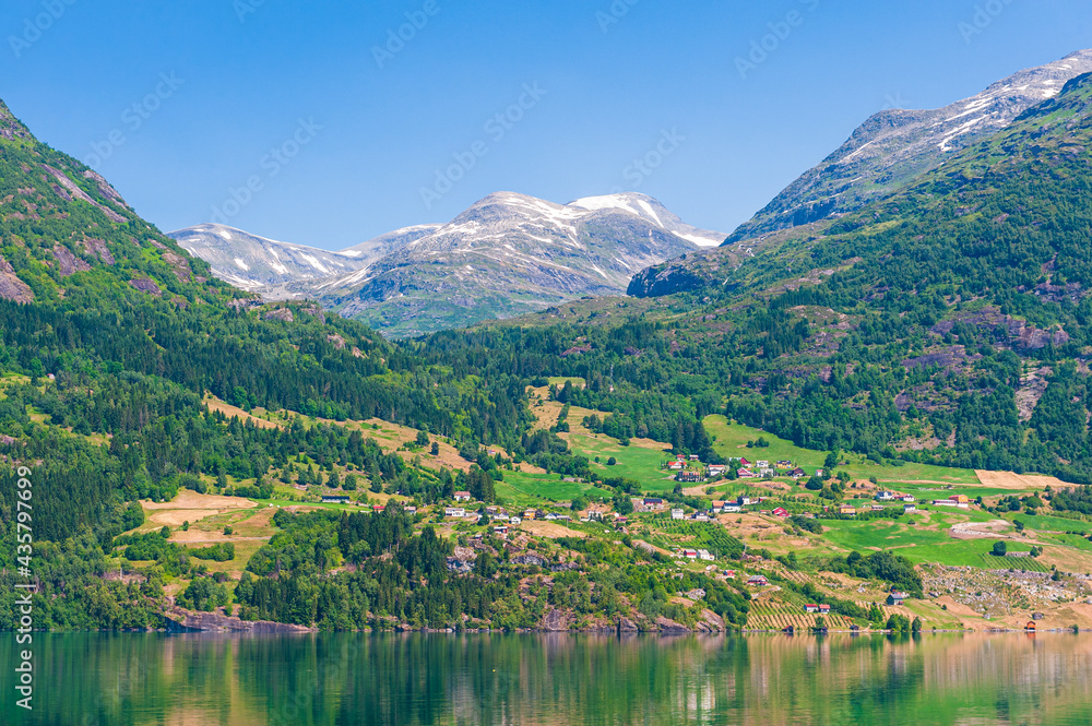 Beautiful Norway scenery in a sunny summer day