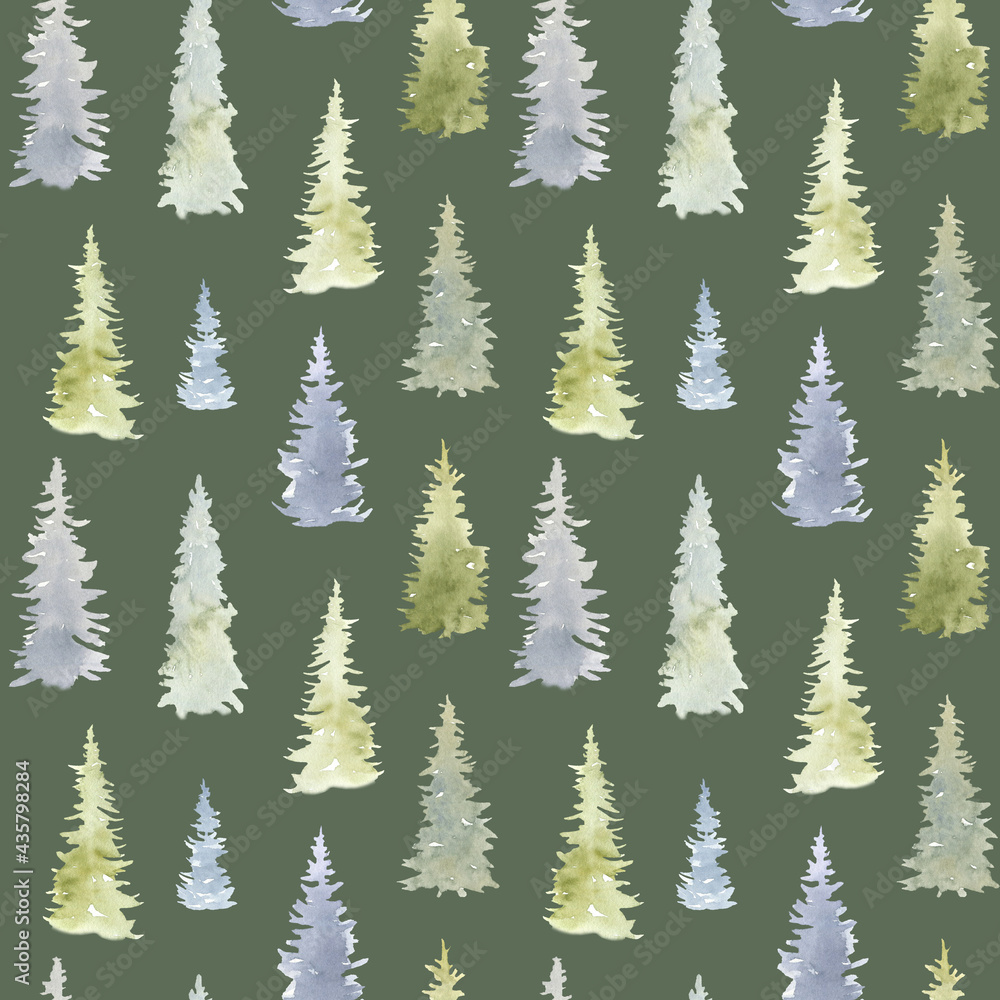 Obraz premium Fir Trees Seamless Pattern