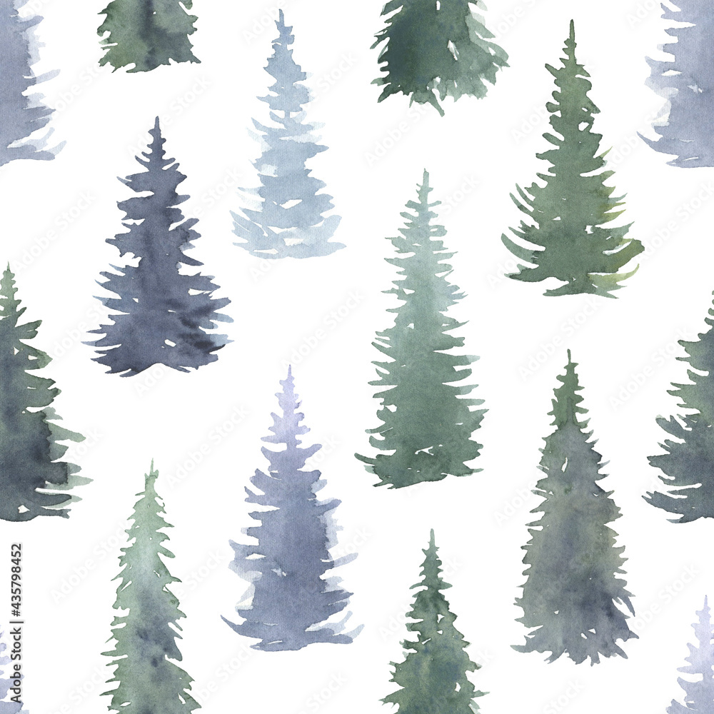 Obraz premium Fir Trees Seamless Pattern