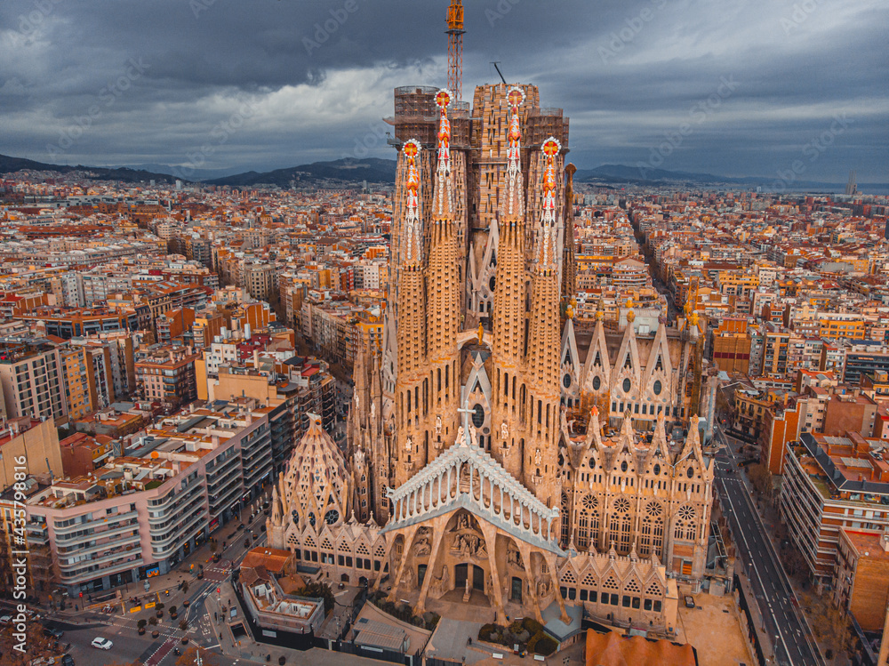 BARCELONA, SPAIN -April 2021. La Sagrada Familia in Barcelona.