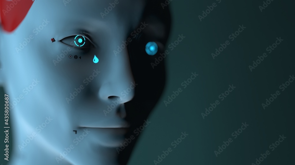 portrait of a robot woman close up concept of emotions and feelings of machine intelligence portrait of a robot woman close up concept of emotions and feelings of machine intelligence