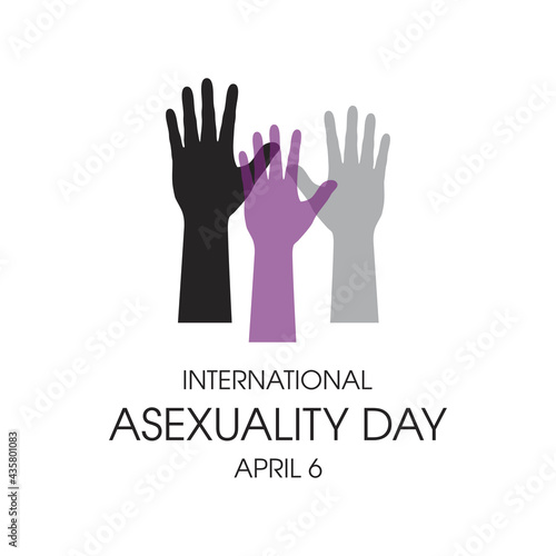 International Asexuality Day vector. Colored raised hands up shape vector. Human hands in the shape of asexual flag silhouette vector. Asexuality Day Poster, April 6. Important day