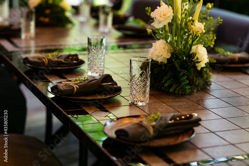 Fototapeta Naklejka Na Ścianę i Meble -  beautiful and festive table setting in eco style
