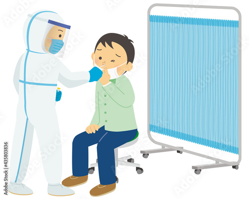 PCR検査を受ける男性